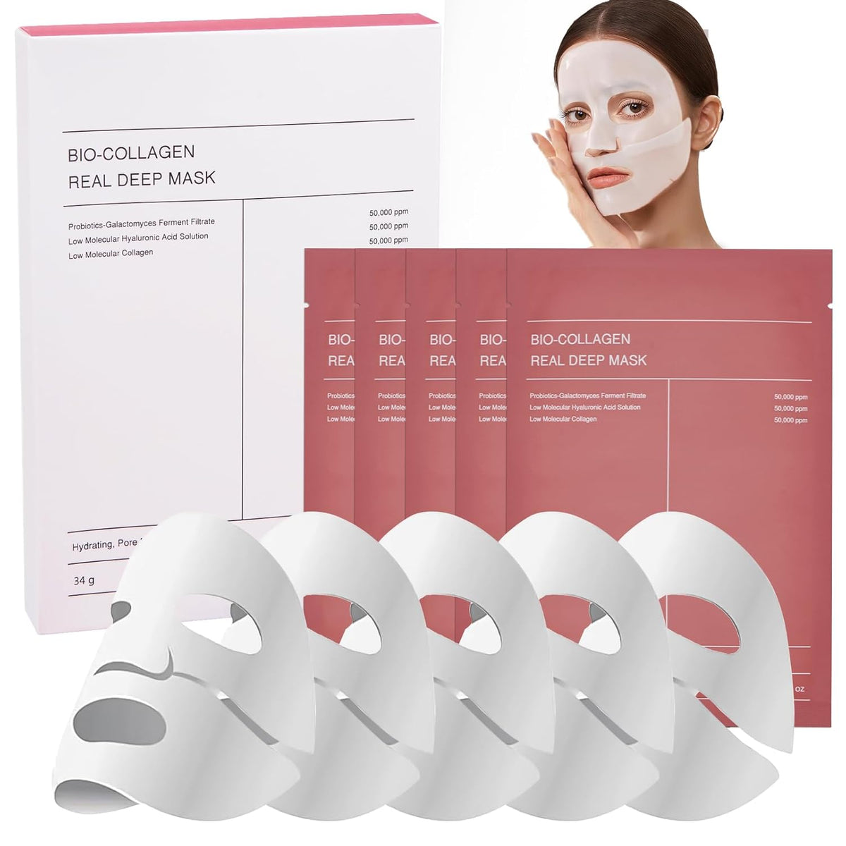 Máscara facial de biocolágeno