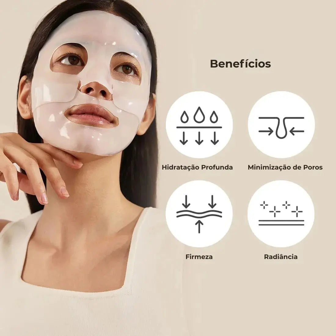 Máscara facial de biocolágeno