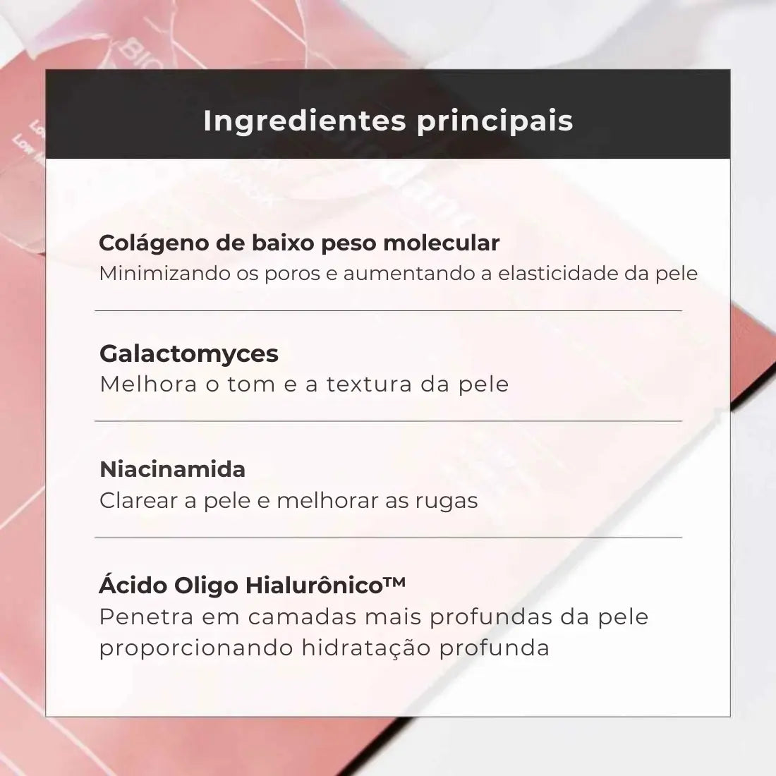 Máscara facial de biocolágeno